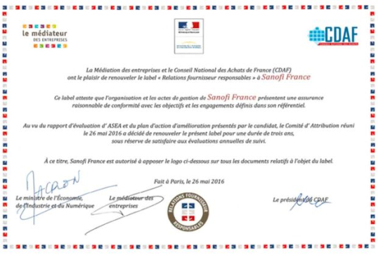 Responsible supplier relationship award was successfully
                                            renewed in 2020